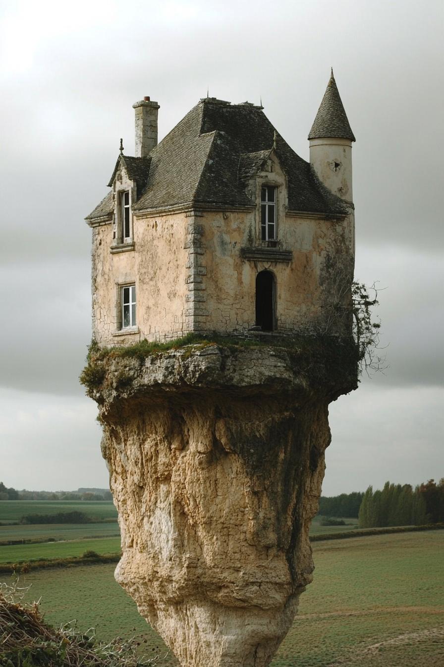 castle house built on a high pedestal