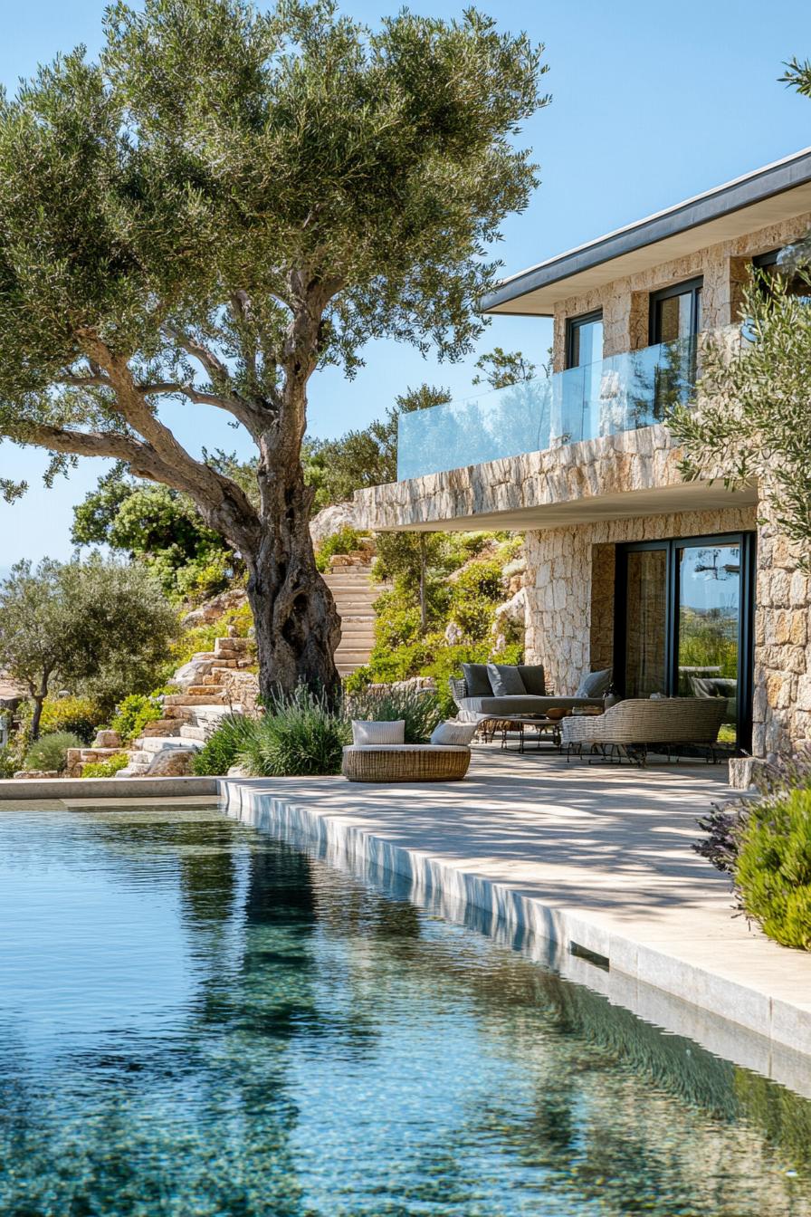 dream mediterranean luxury villa beachfront with olive tree garden and pool 3