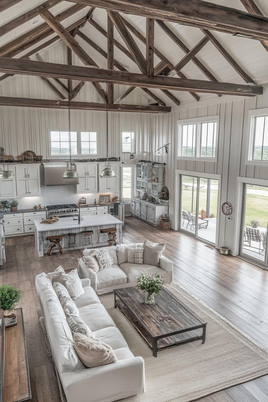 lofted barndominium interior farmhouse style with modern elements 1