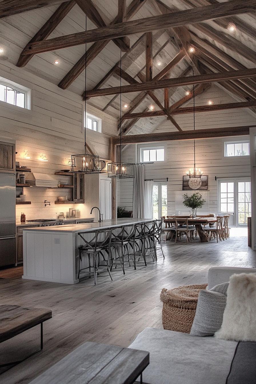 lofted barndominium interior farmhouse style with modern elements 2