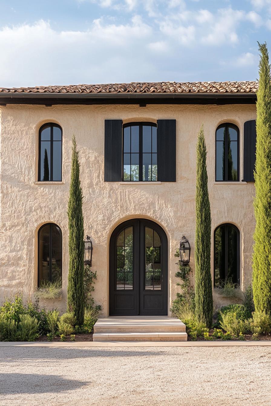 modern French mediterranean house with arched entryways French country landscape 3