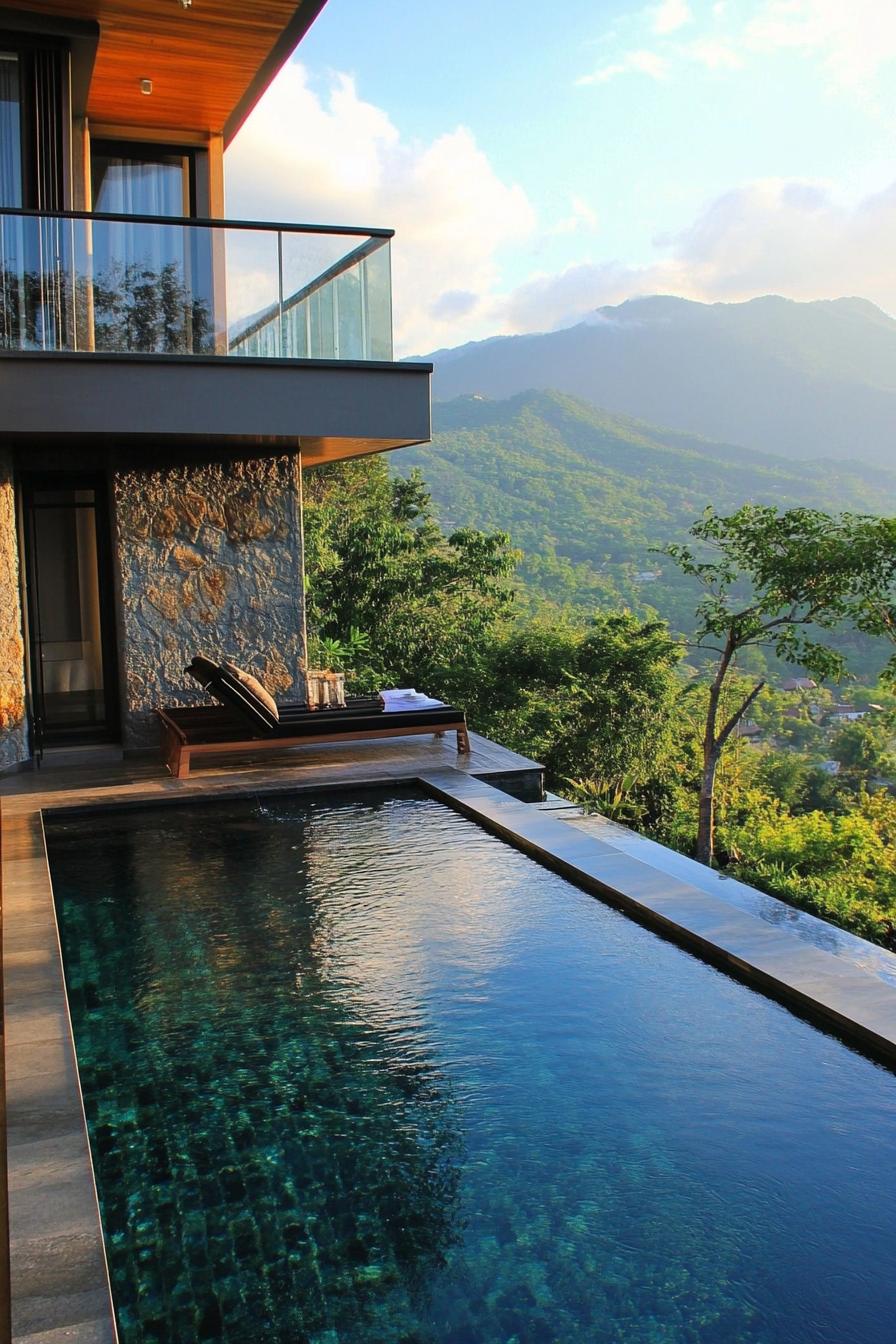 modern balcony small infinity pool mountain view