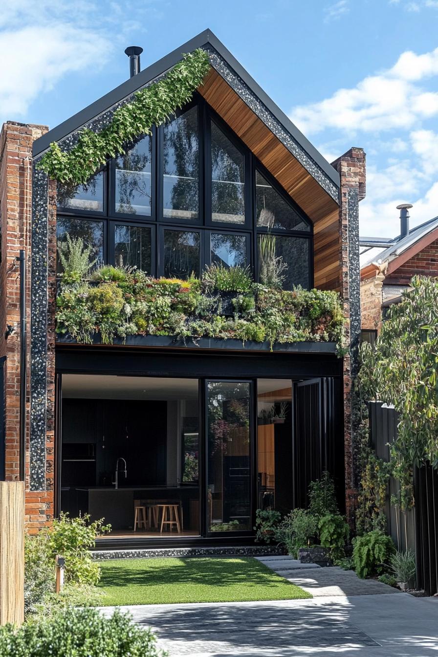 modern neo Victorian style house facade with roof gardens 2