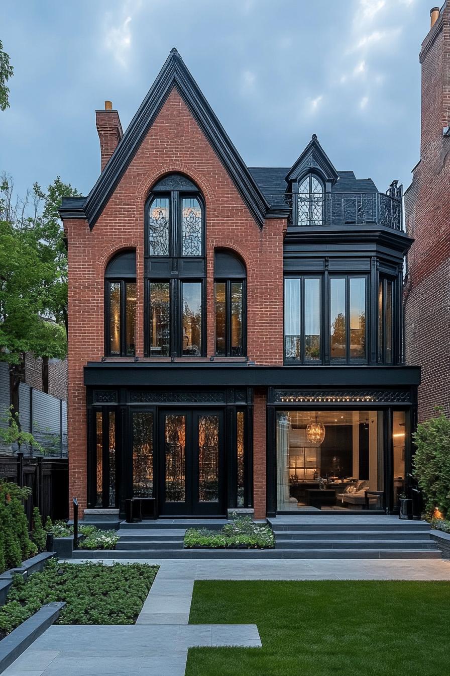 modern neo Victorian style house facade with roof gardens 3