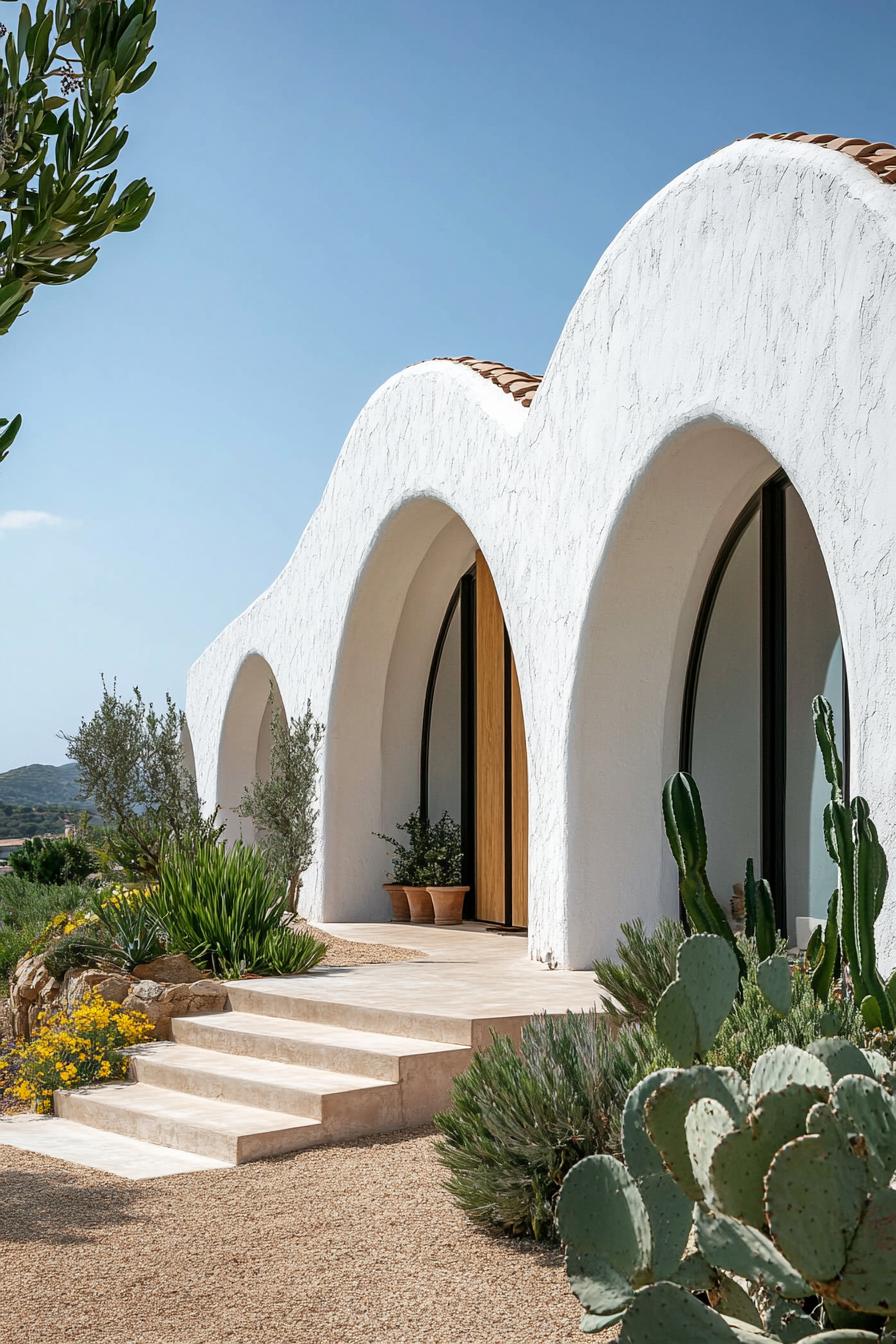 new mediterranean house with Moorish Horseshoe Arches in stunning mediterranean landscape