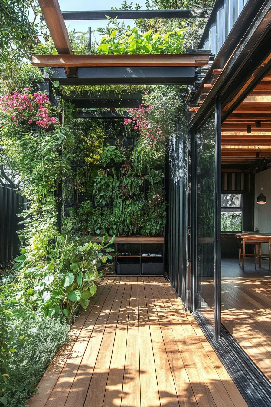 upcycled shipping container house with vertical garden 1