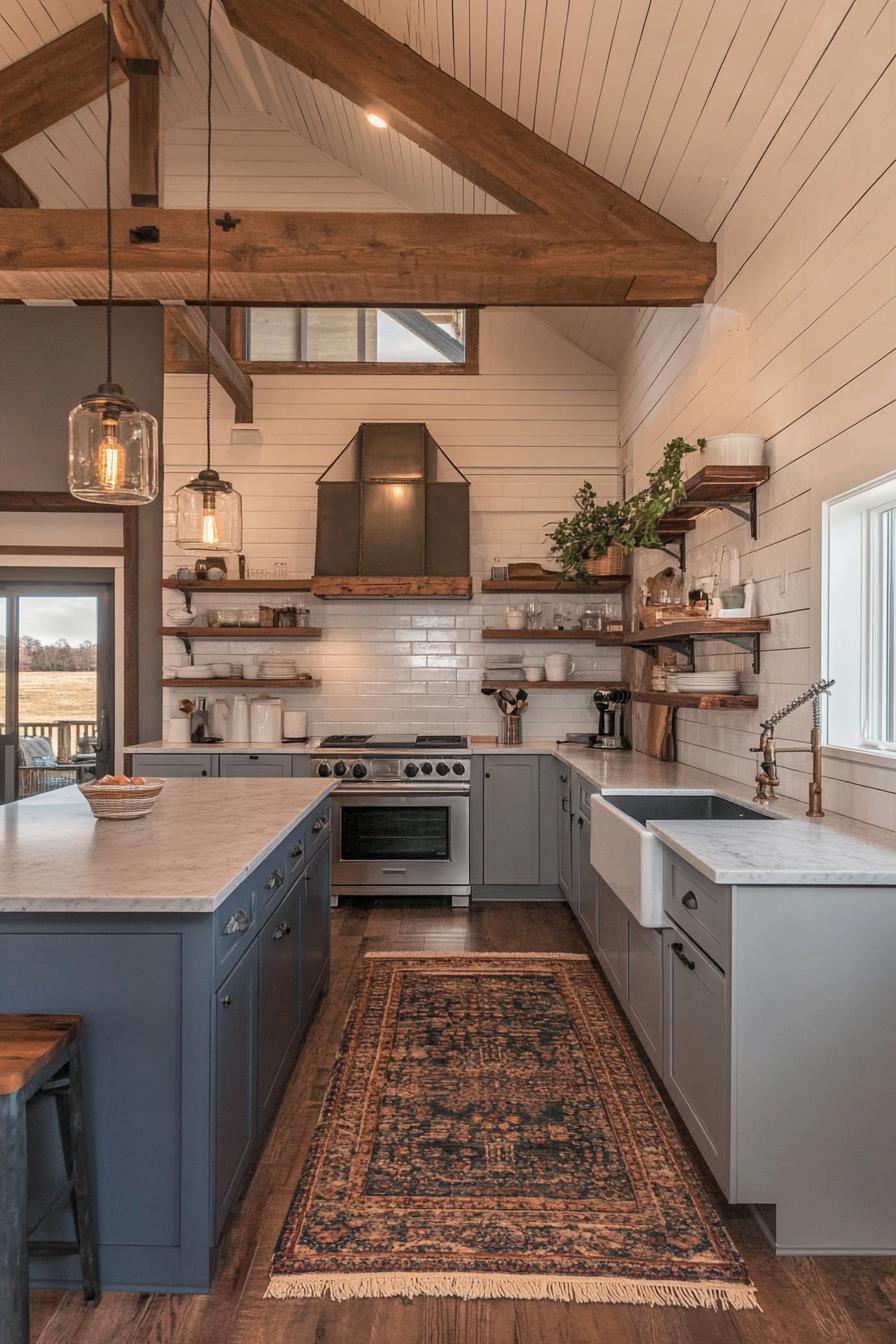 barndominium kitchen interior with farmhouse and modern elements 3