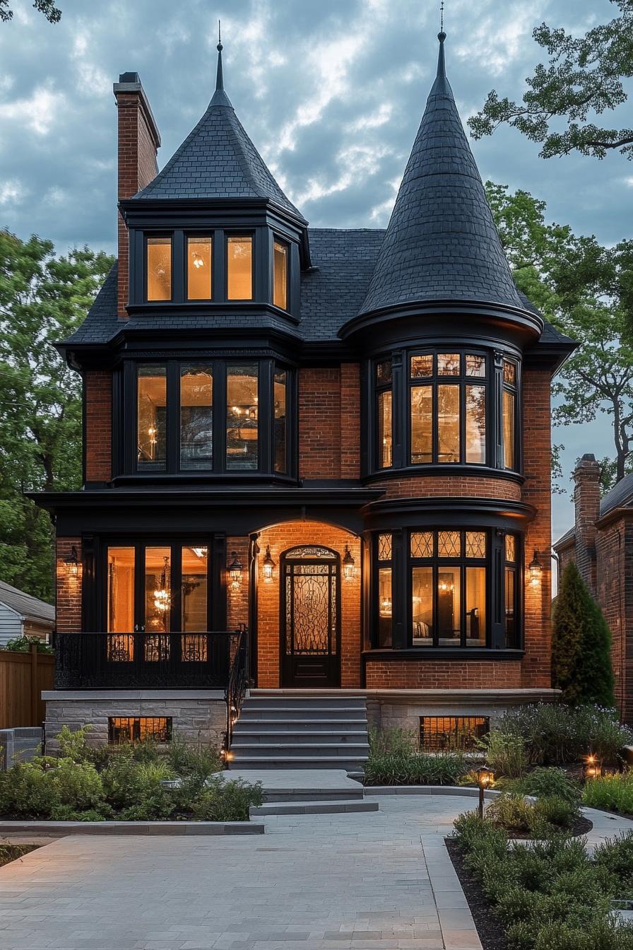 modern neo Victorian style house facade with a turret 2