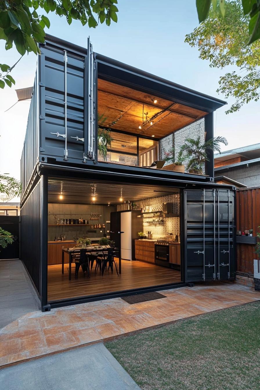 modern terrace shipping container house with metal cladding 3