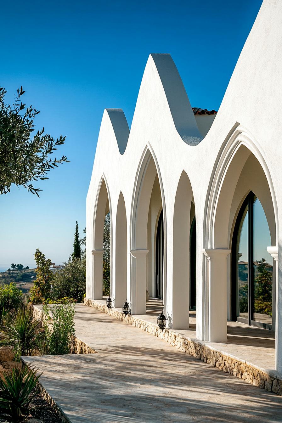 new mediterranean house with Pointed Gothic Arches in stunning mediterranean landscape 2