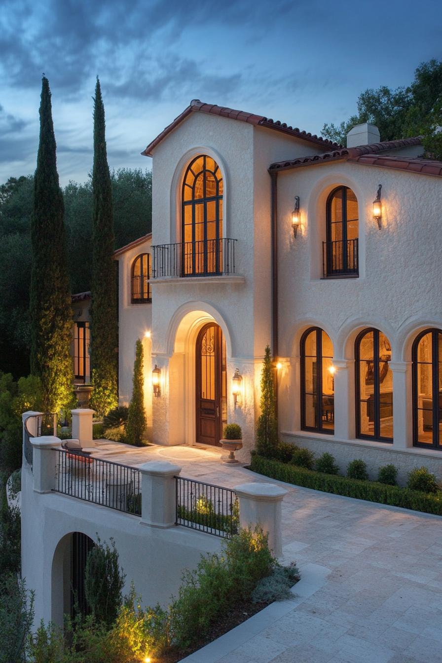 new mediterranean house with Pointed Gothic Arches in stunning mediterranean landscape 3