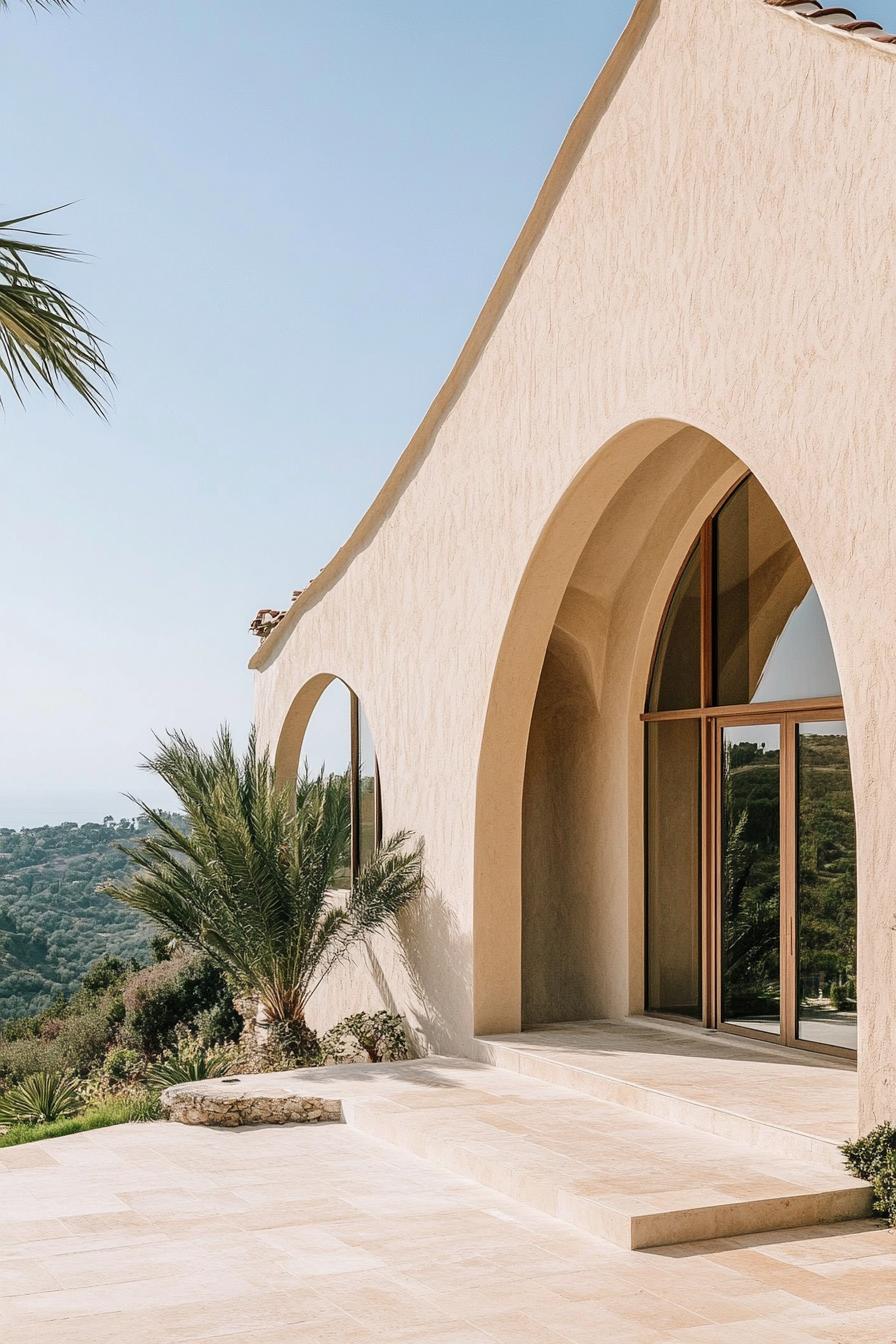 new mediterranean house with Pointed Gothic Arches in stunning mediterranean landscape