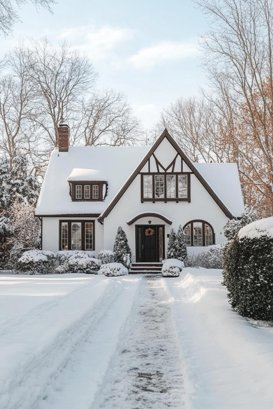 suburban house exterior in winter 1