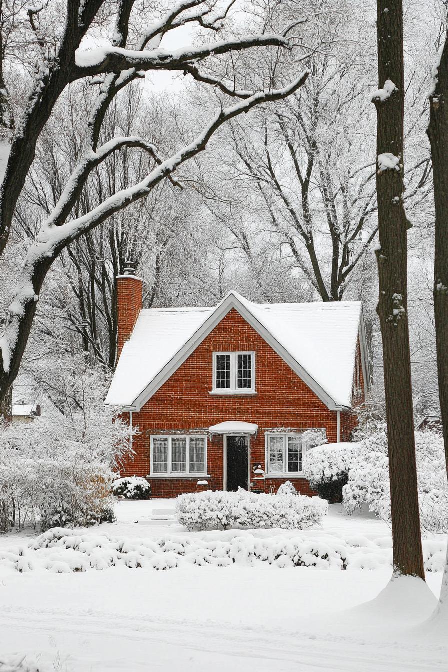 suburban house exterior in winter 2