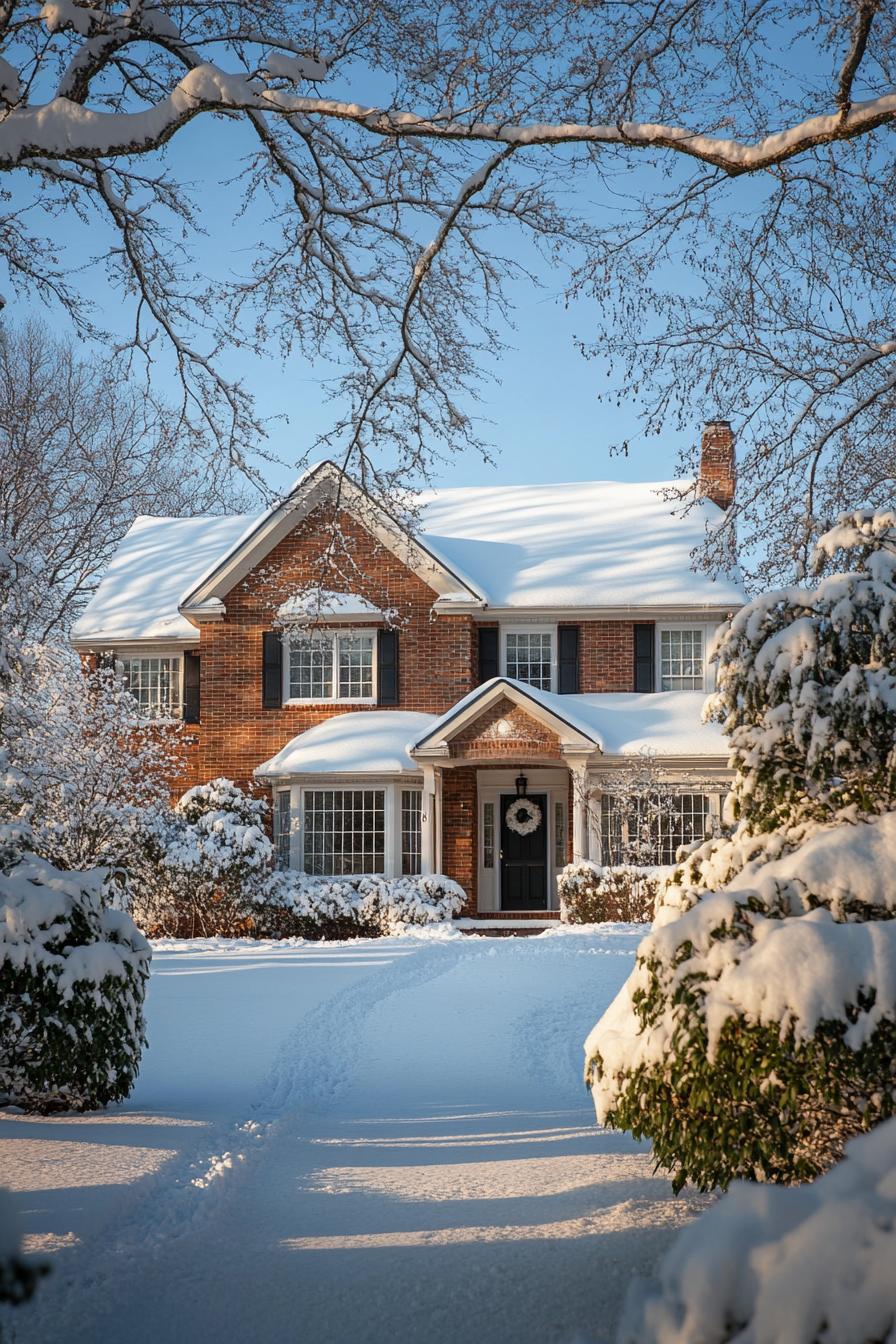 suburban house exterior in winter 3