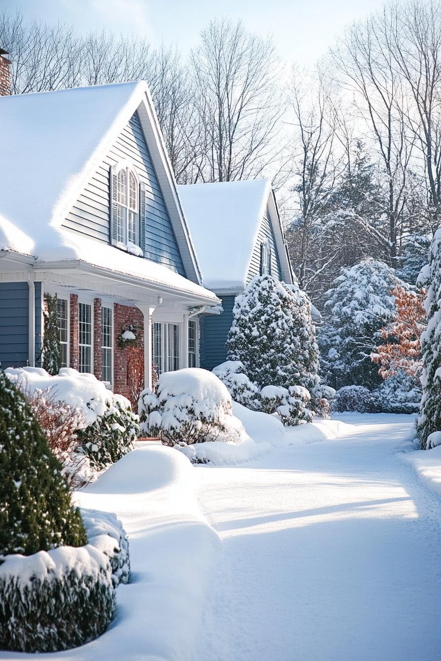 suburban house exterior in winter