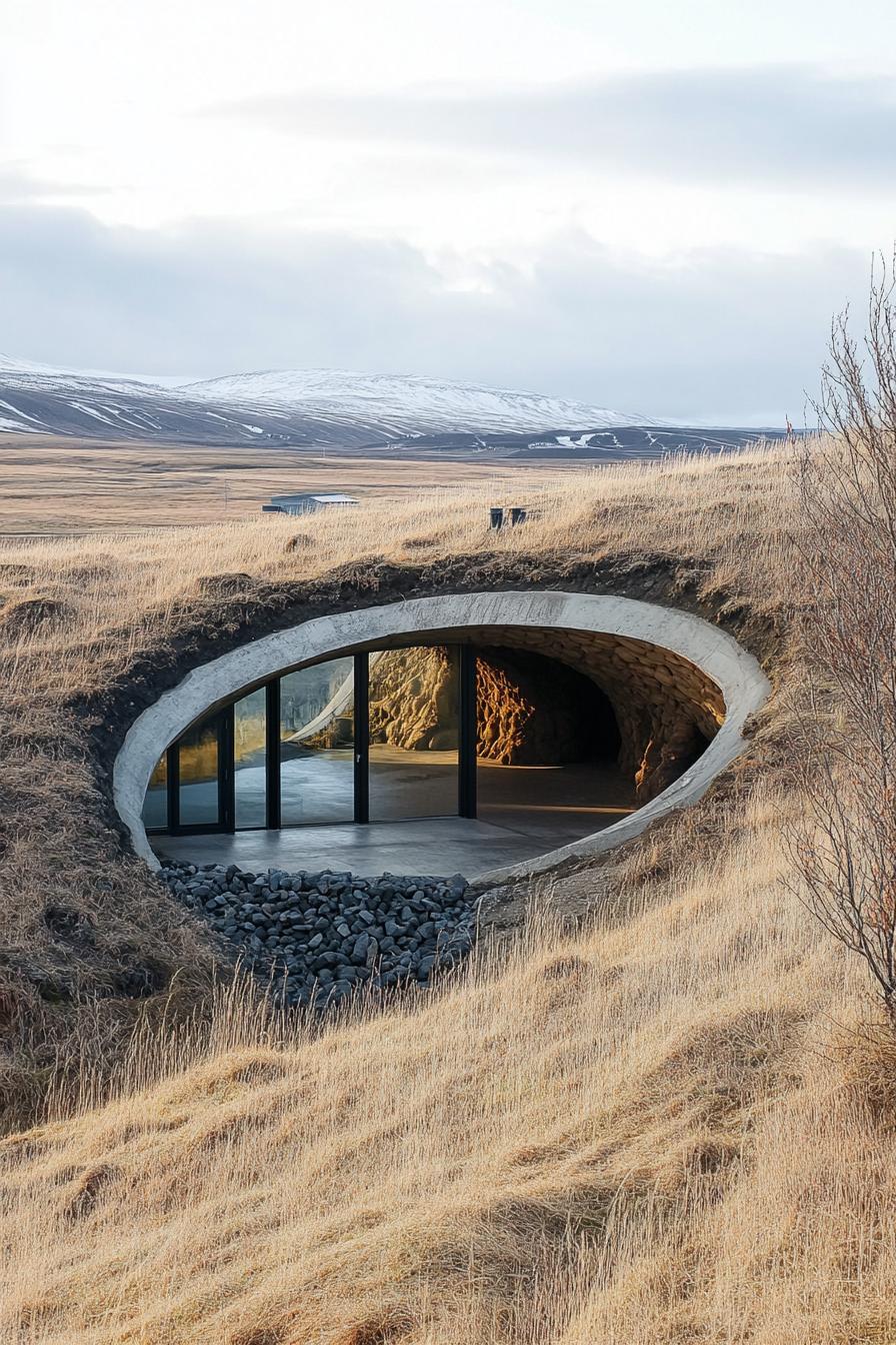 unusual earth sheltered house in Icelandic landscape