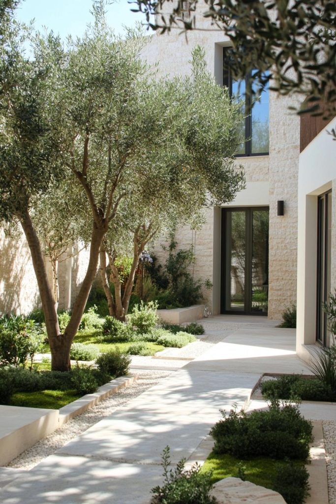 modern French house inner courtyard