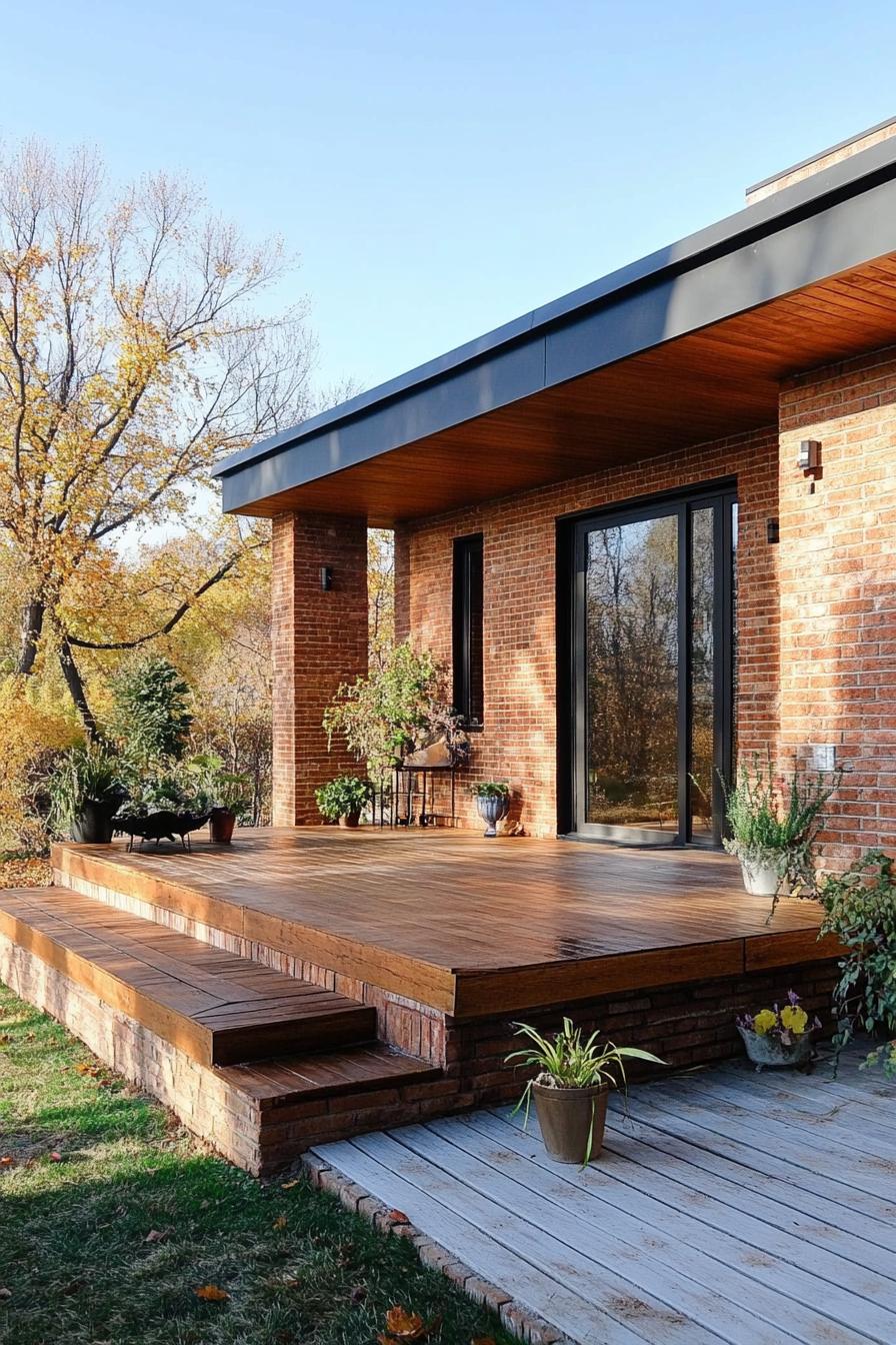 modern natural brick house with brick porch 1