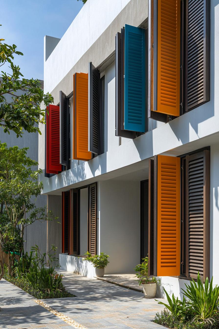 modern terrace house mediterranean style with colored shutters 2