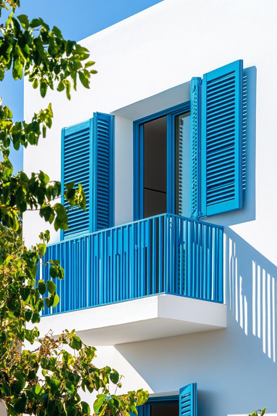 modern terrace house mediterranean style with colored shutters