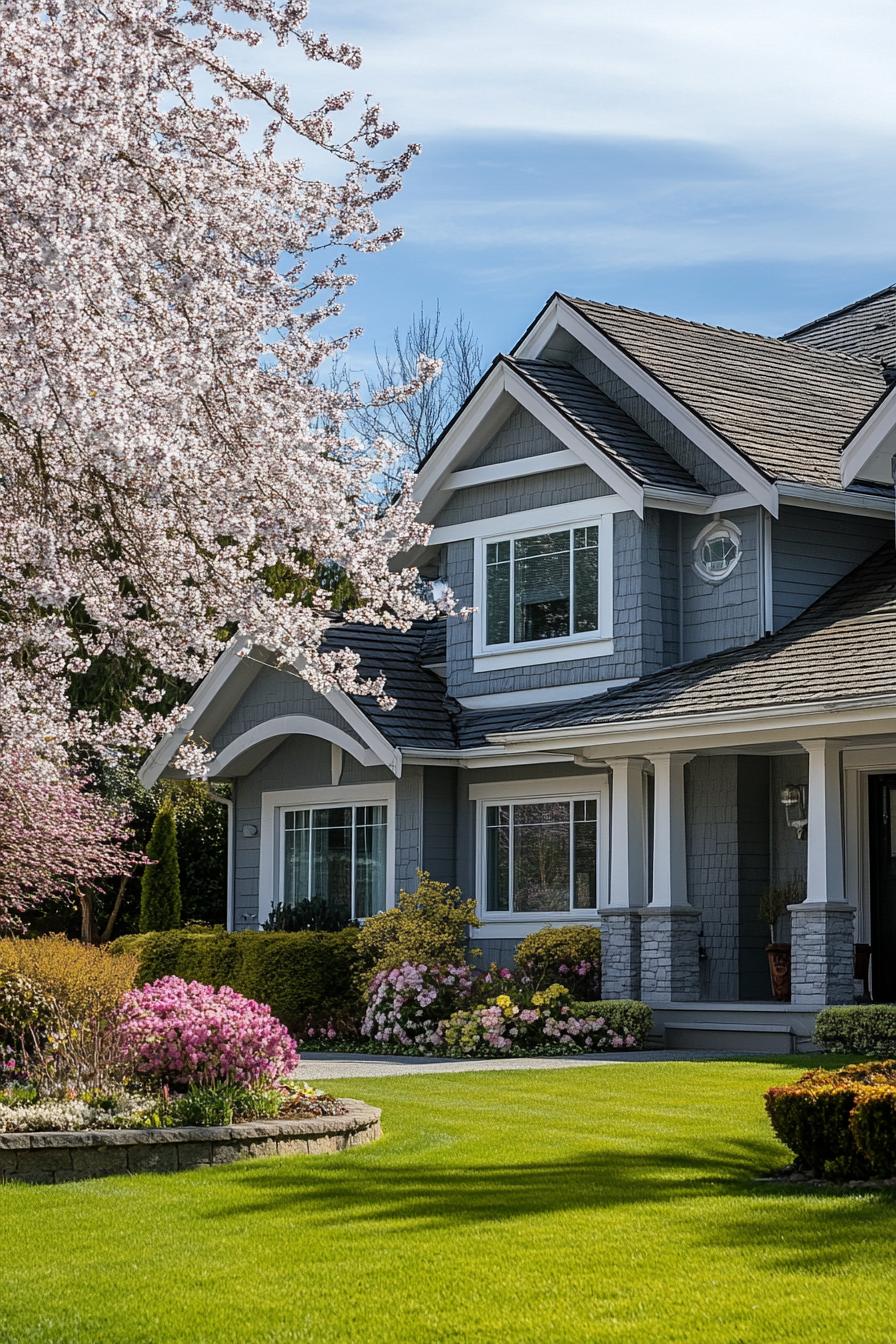 suburban house exterior in spring 4