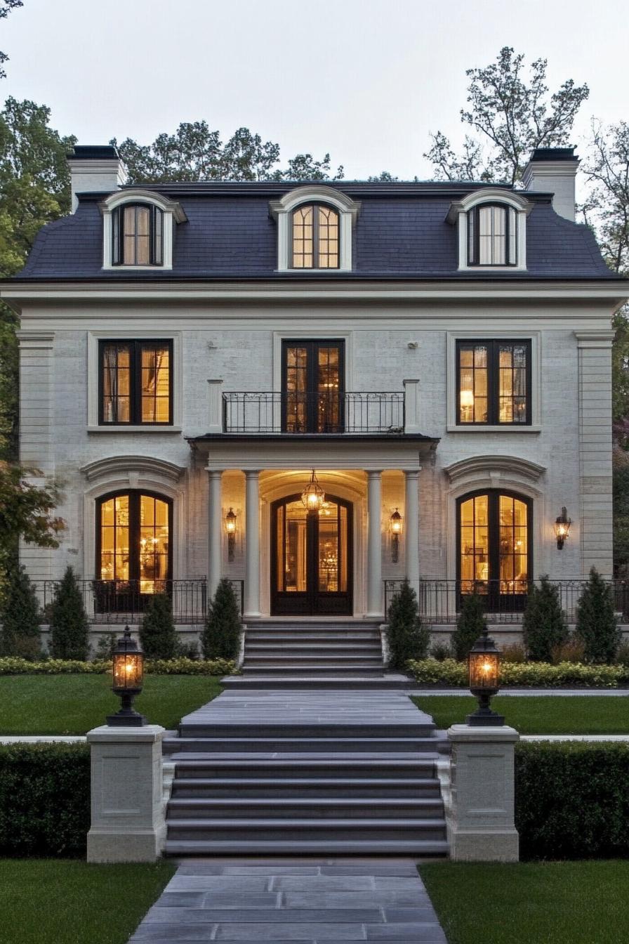 elegant georgian dream house with classic front yard 1