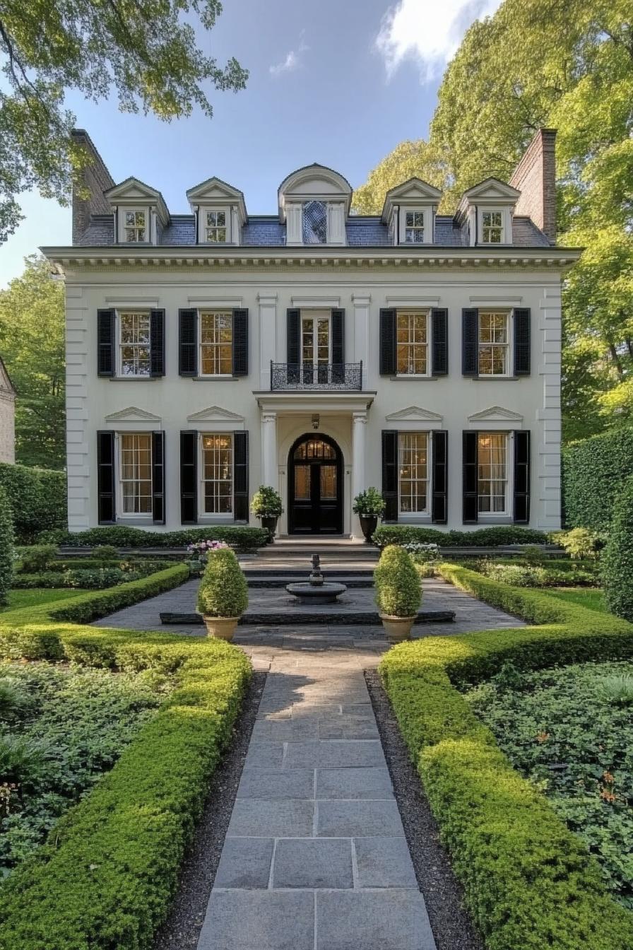 elegant georgian dream house with classic front yard 2