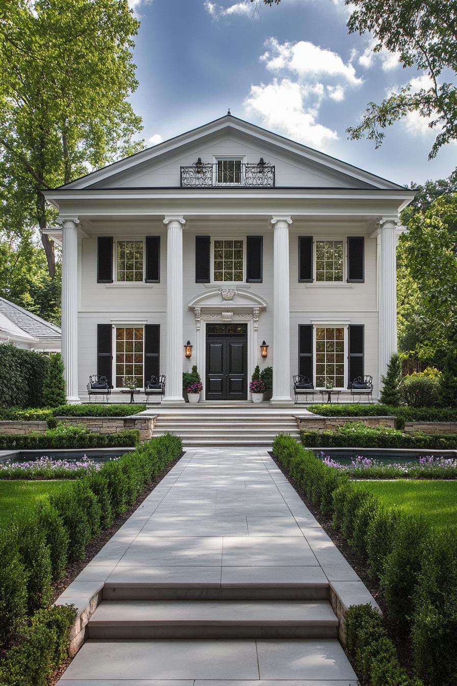 elegant georgian dream house with classic front yard 3