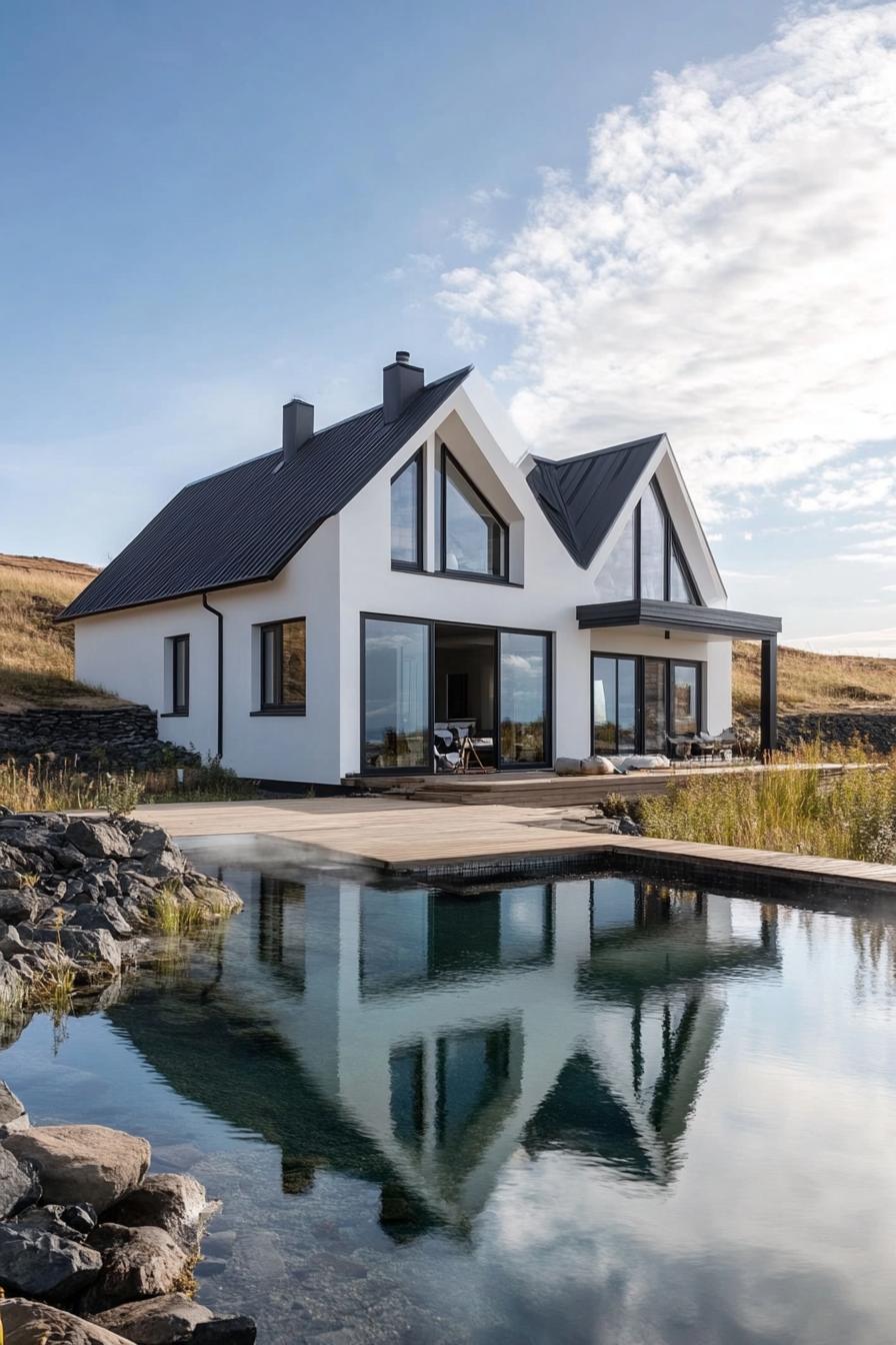 modern farmhouse in Iceland with thermal pond 1