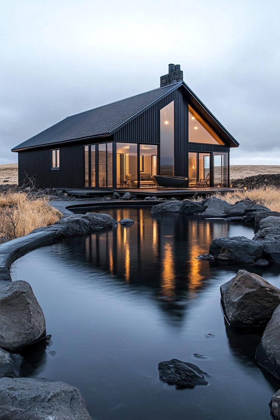 modern farmhouse in Iceland with thermal pond 2