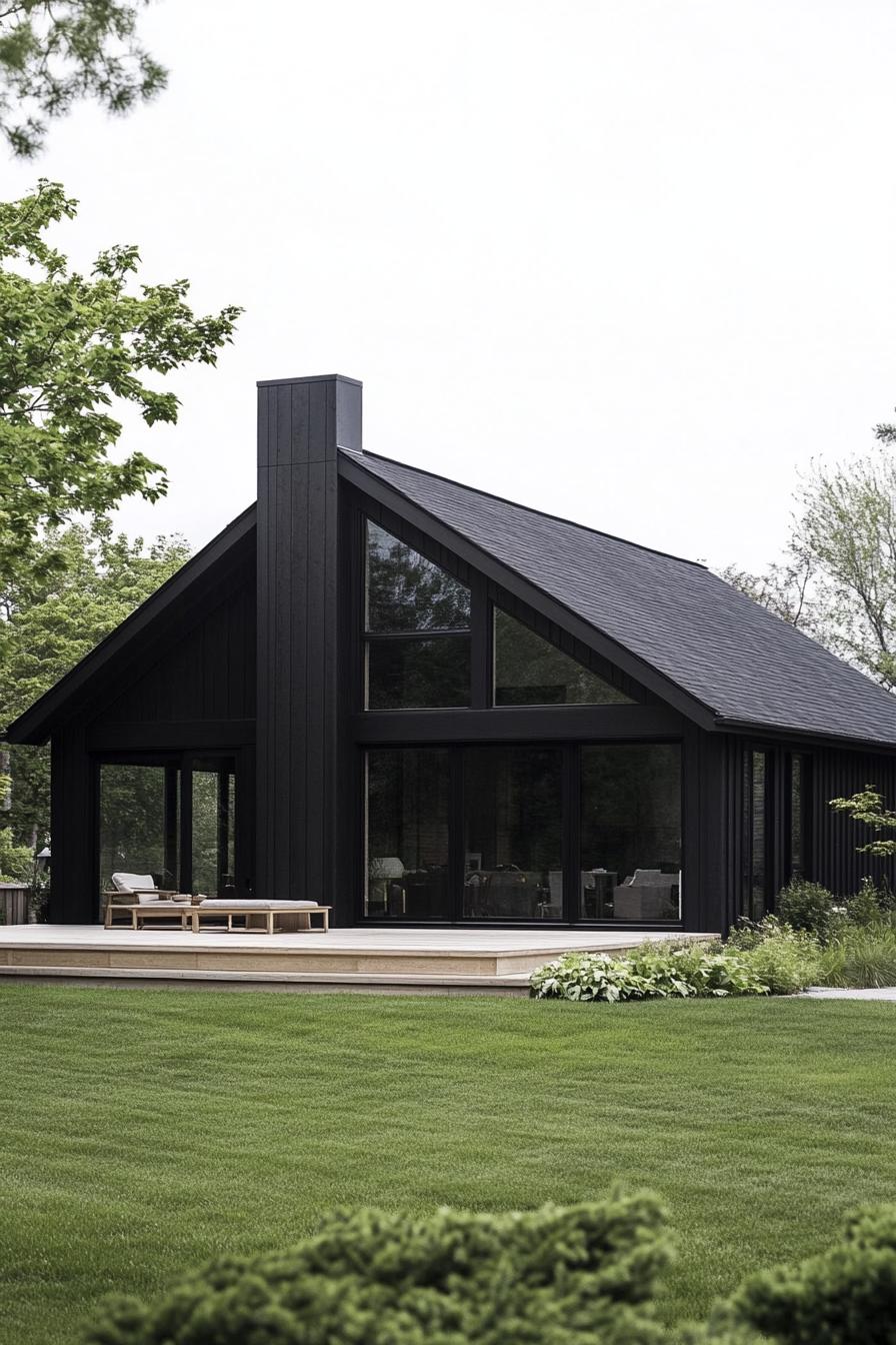 modern ranch house dark facade Scandinavian farm 1