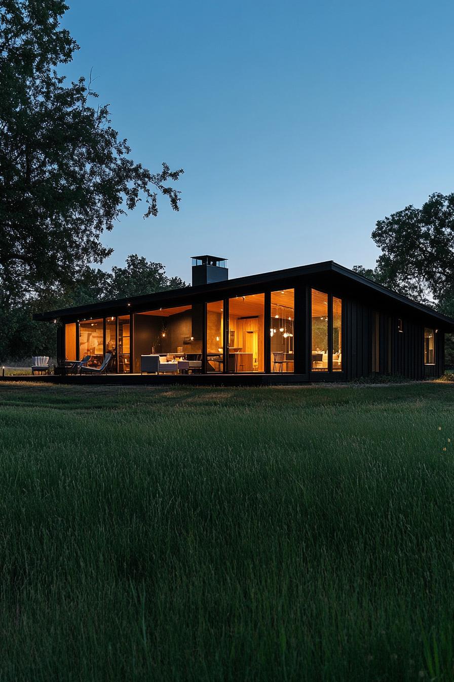 modern ranch house dark facade Scandinavian farm 2