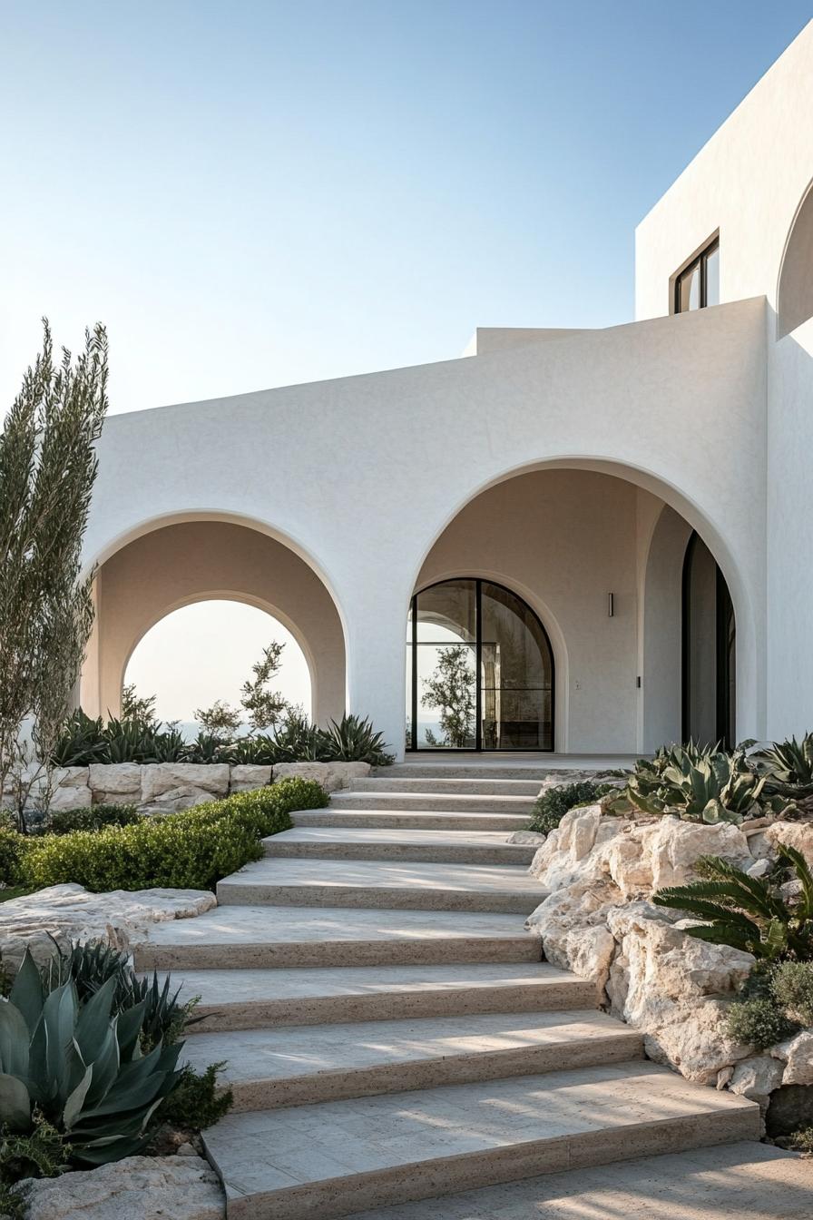 new mediterranean house with Segmental Arches in stunning mediterranean landscape