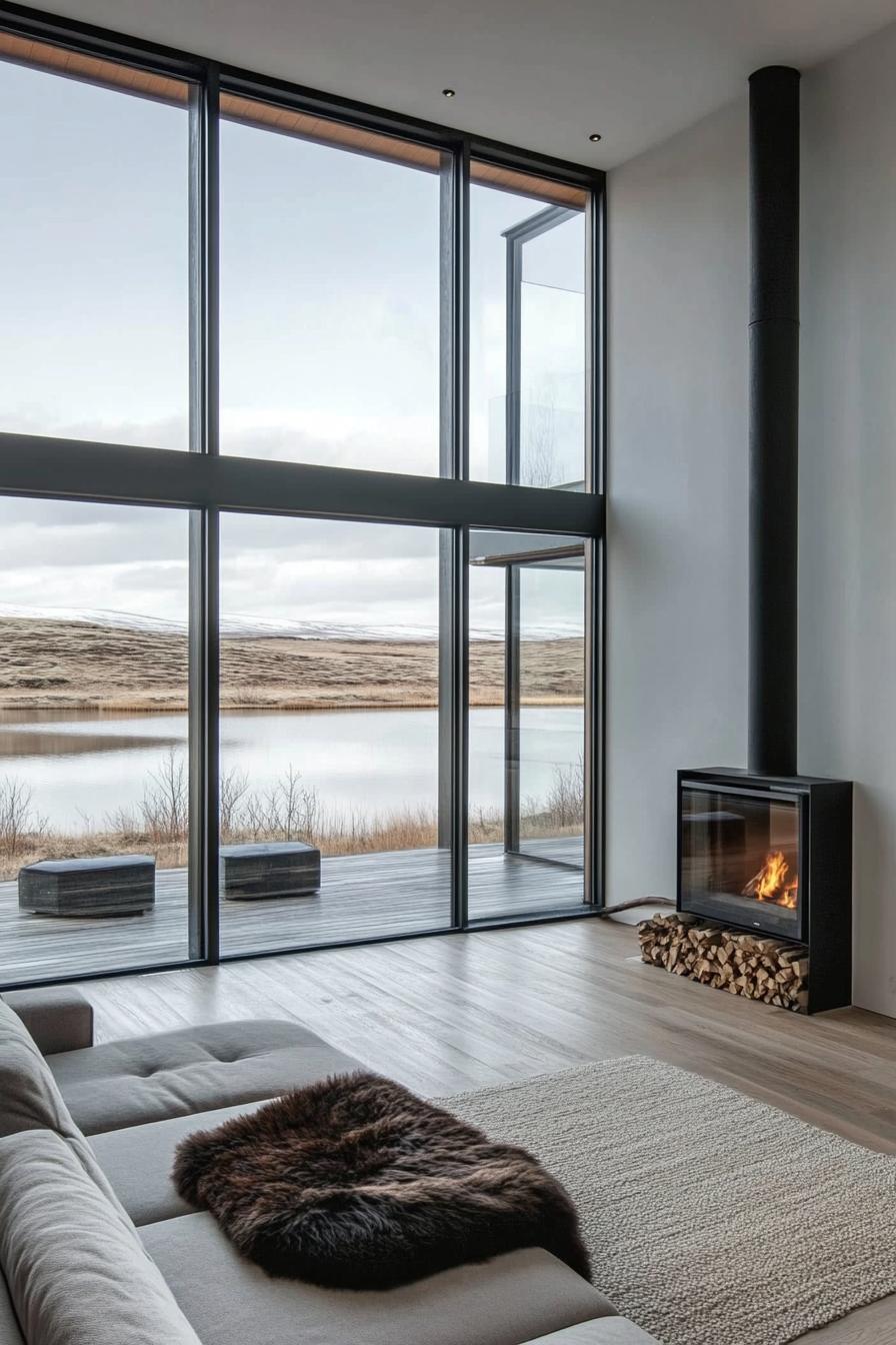 modern cottage house on a shore of a stunning Icelandic lake 1