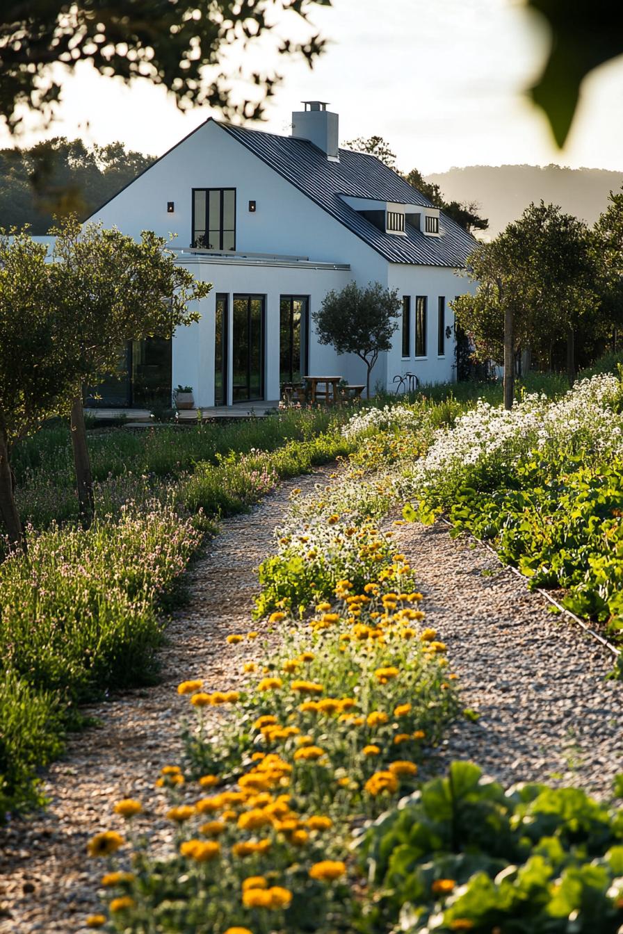 modern farmhouse with permaculture landscape 3