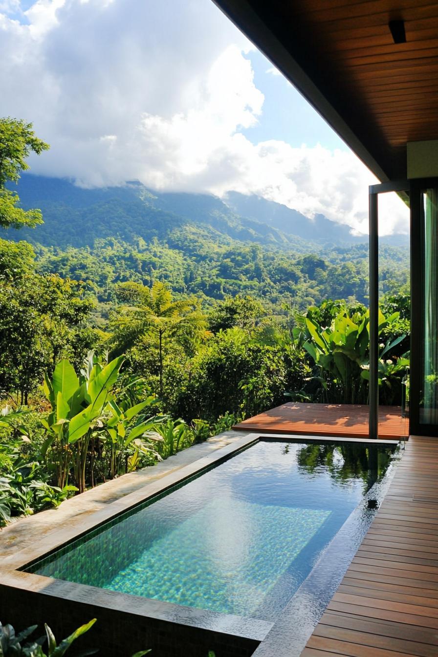 modern house small pool among lush greenery tropical mountain views 2