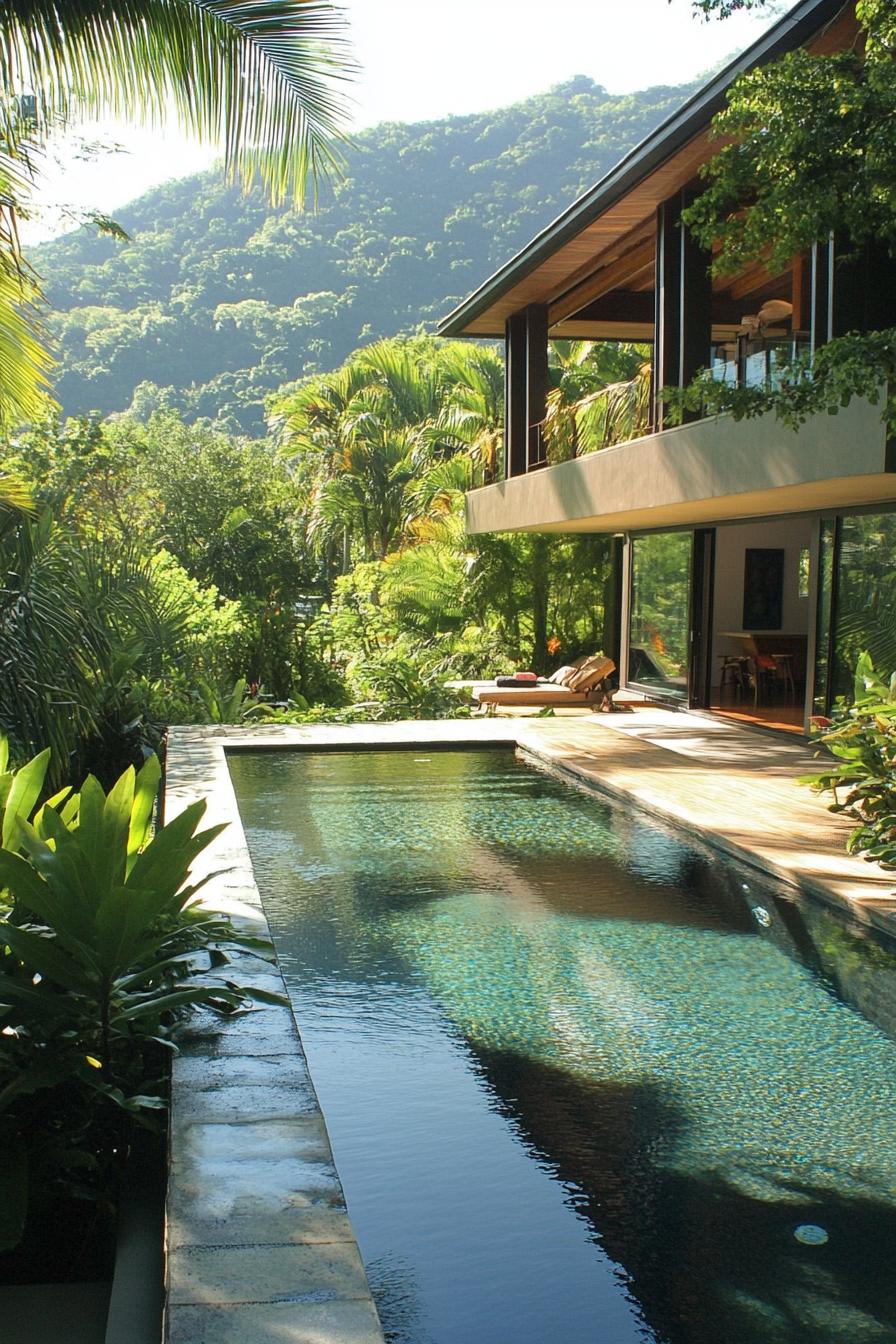 modern house small pool among lush greenery tropical mountain views 3