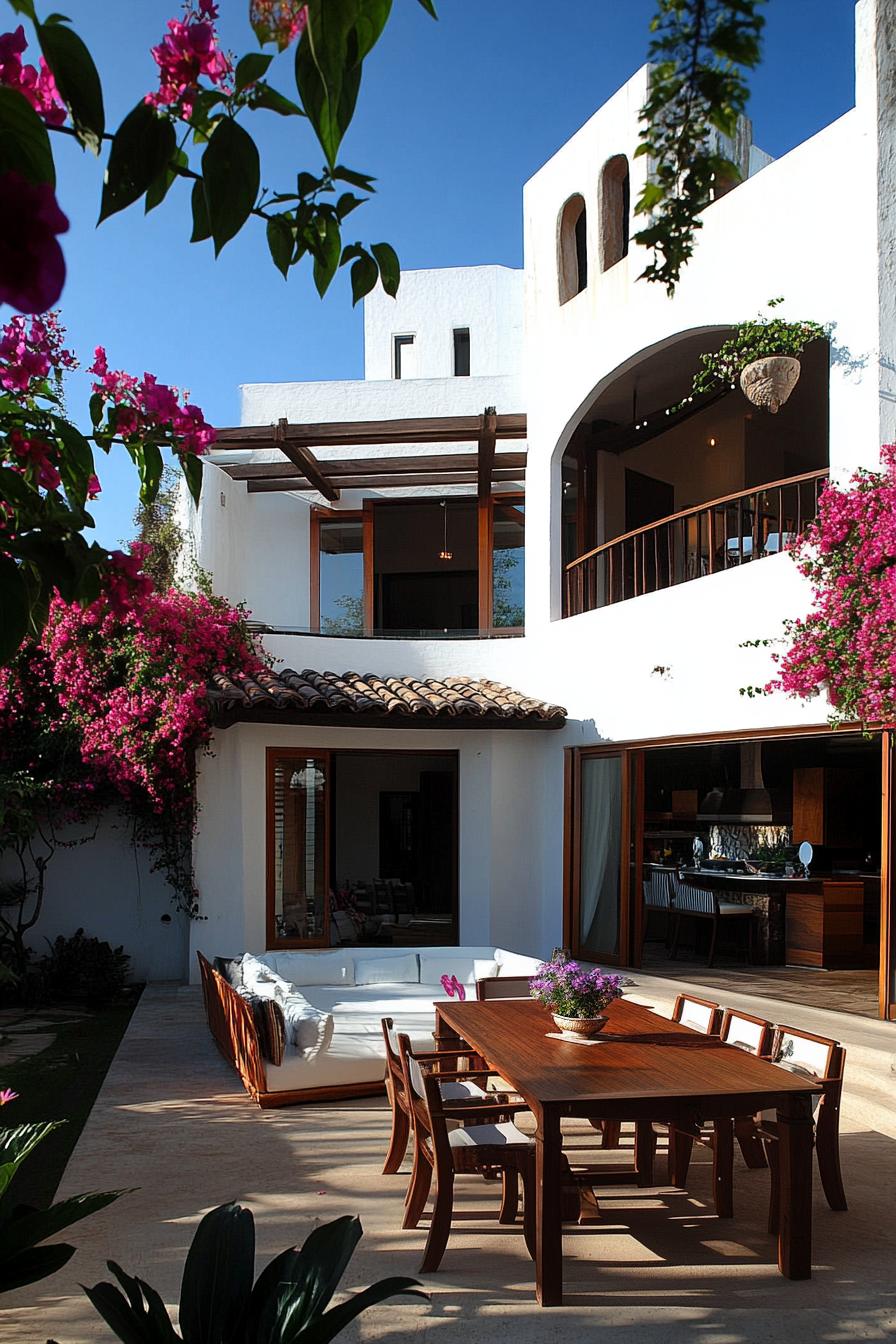 modern mexican house terrace with wooden dining table and chairs v 6.1