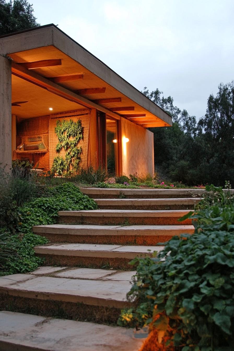 modern straw bale concrete house with living walls 1