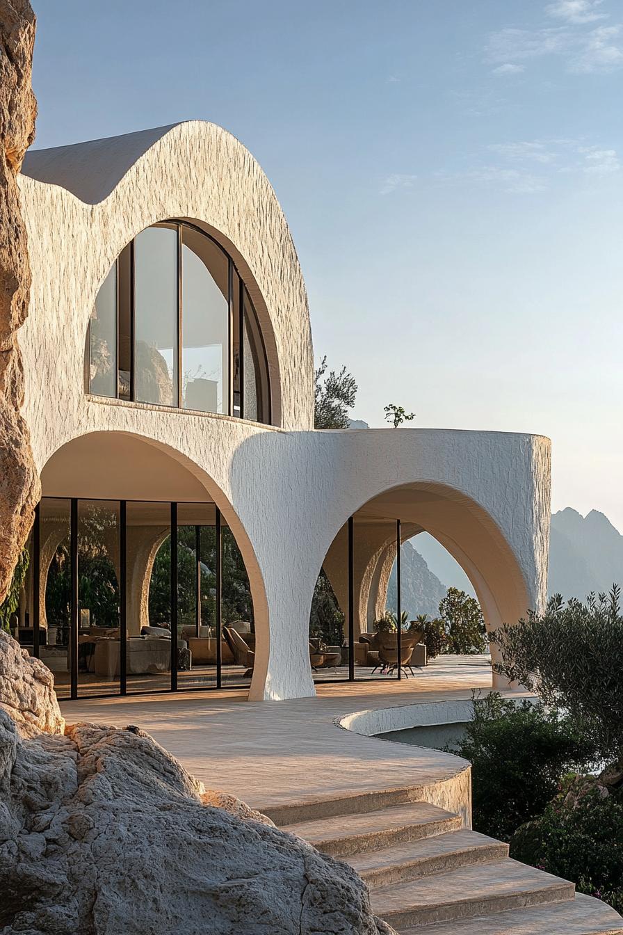 new mediterranean house with Elliptical Arches in stunning mediterranean landscape 1