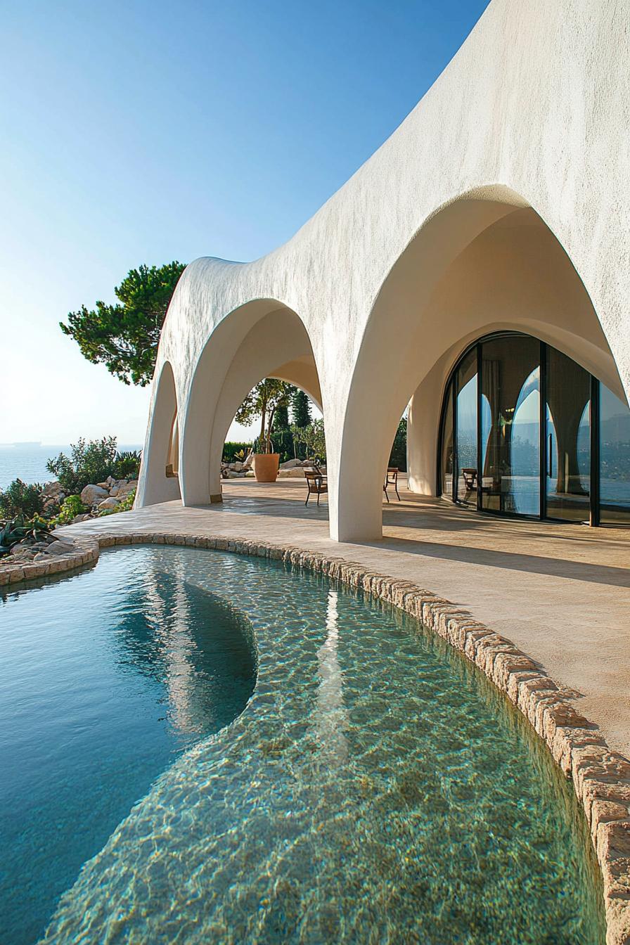 new mediterranean house with Elliptical Arches in stunning mediterranean landscape