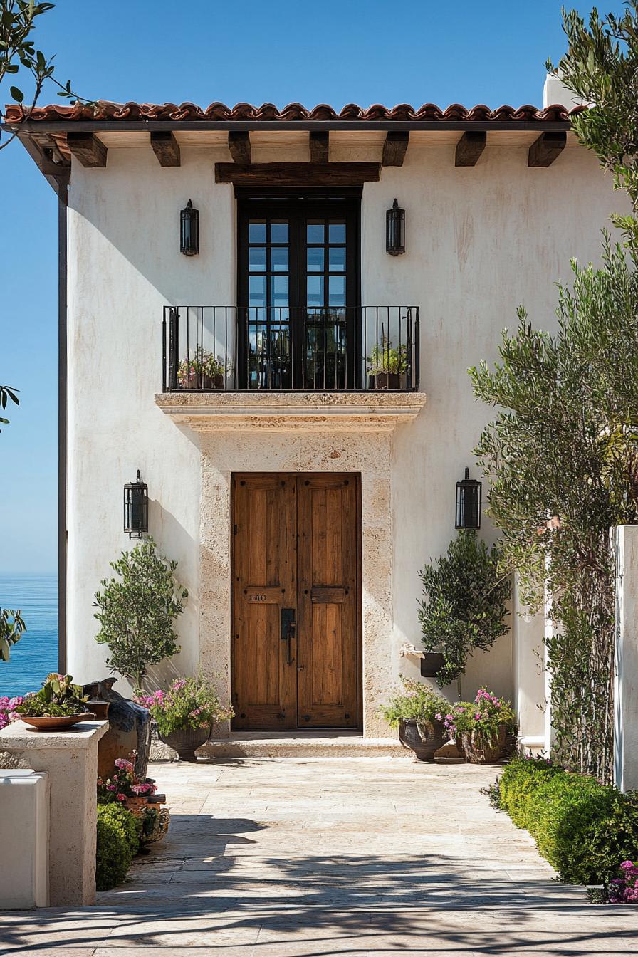 small modern mediterranean house with rustic wooden doors oceanfront town 2