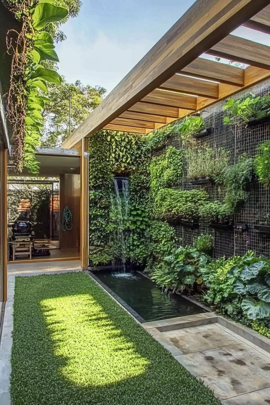 modern home covered inner courtyard with living garden walls 1