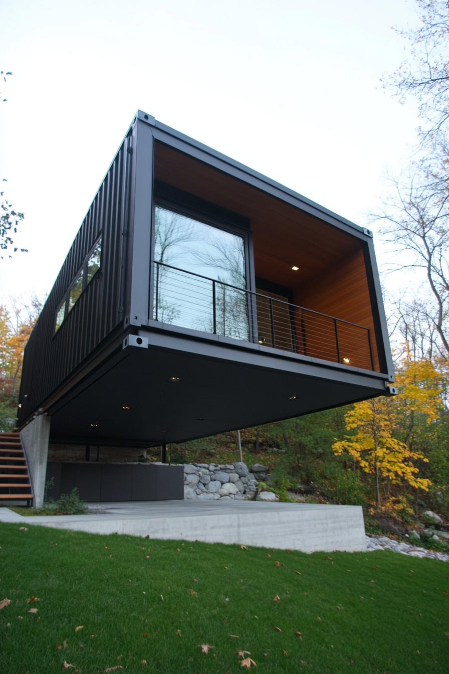 modern home made with two cantilevered containers 1