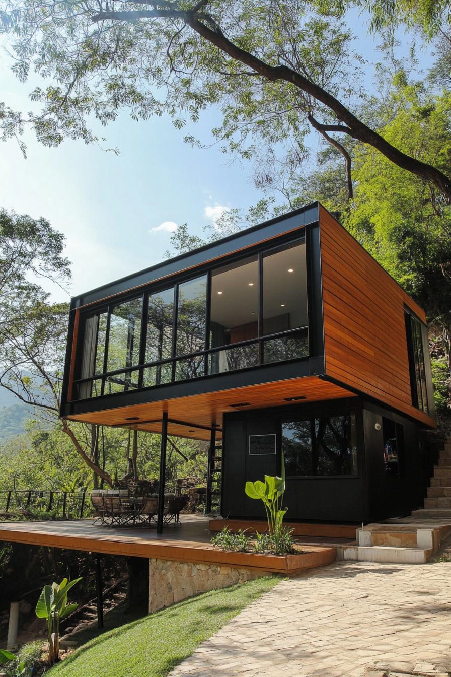 modern home made with two cantilevered containers 2