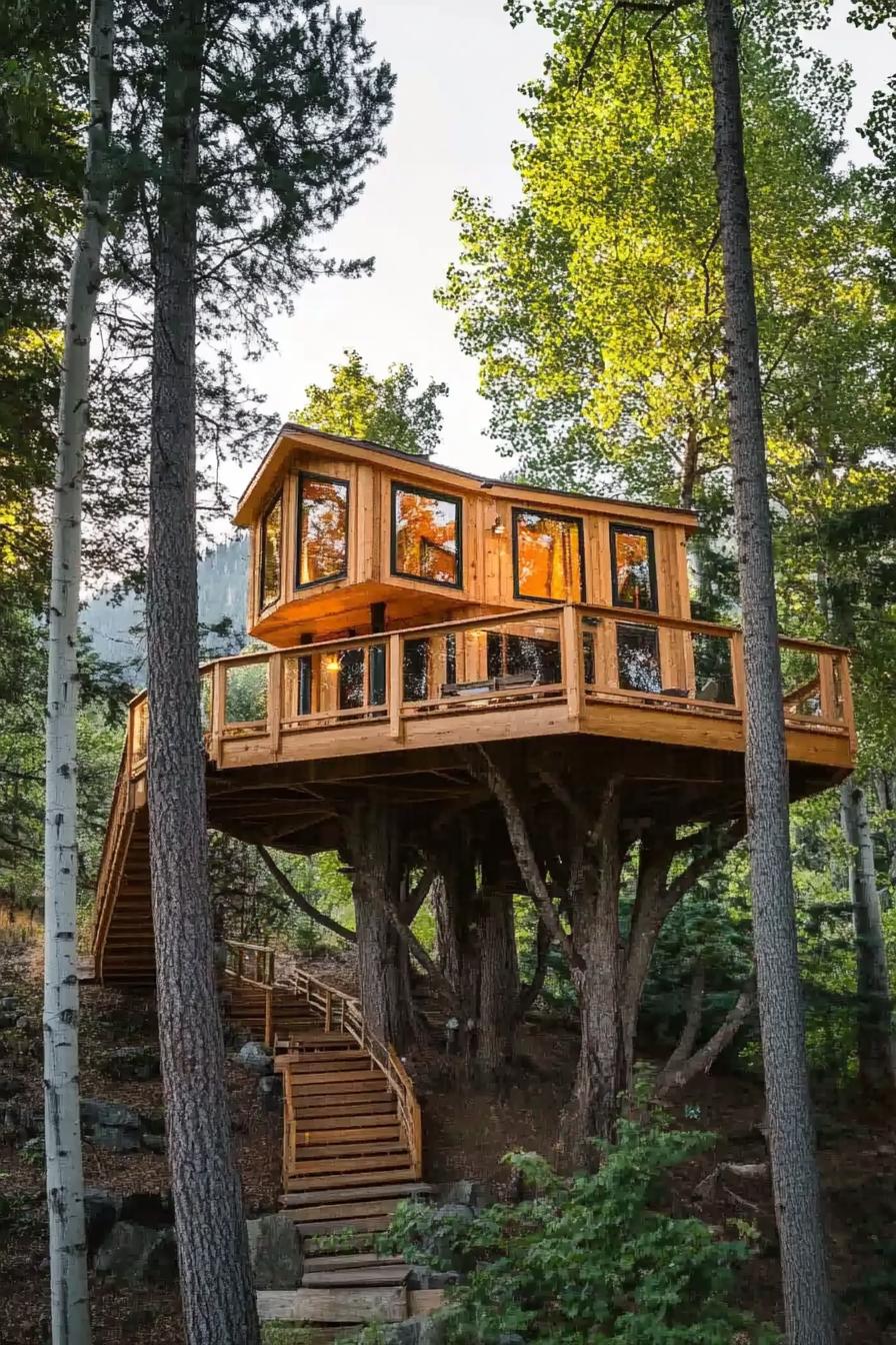 modern treehouse home in the mountains 3