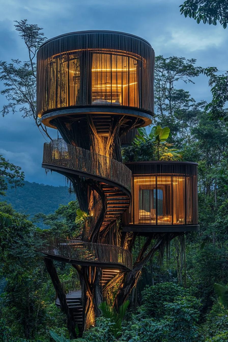 organic architecture cascading canopy tree house in a tropical forest 1