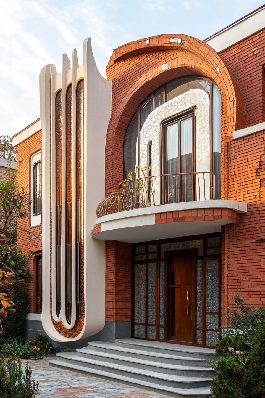 retro style modern house facade with art deco detailing 1