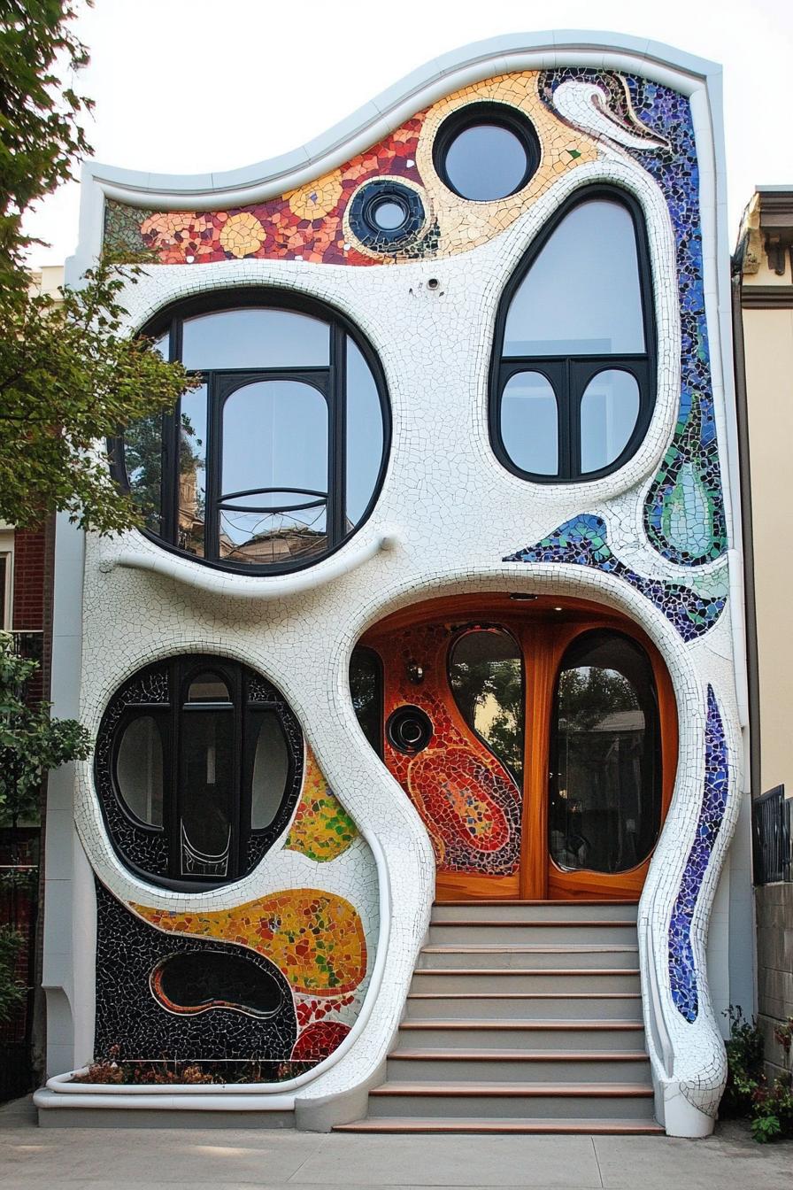 unusual daliesque color mosaic house facade 1